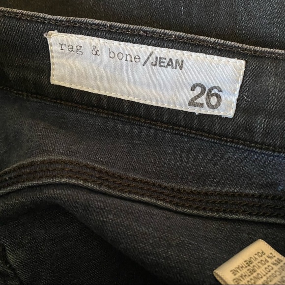 Rag & Bone High Waisted Skinny Jeans Dark Denim Wash in Stone Black - Picture 8 of 9